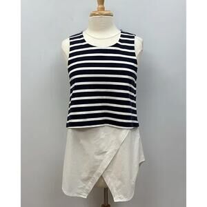 Derek Lam 10 Crosby Blouse Women 4 Striped Nautical Coastal Travel Sleeveless